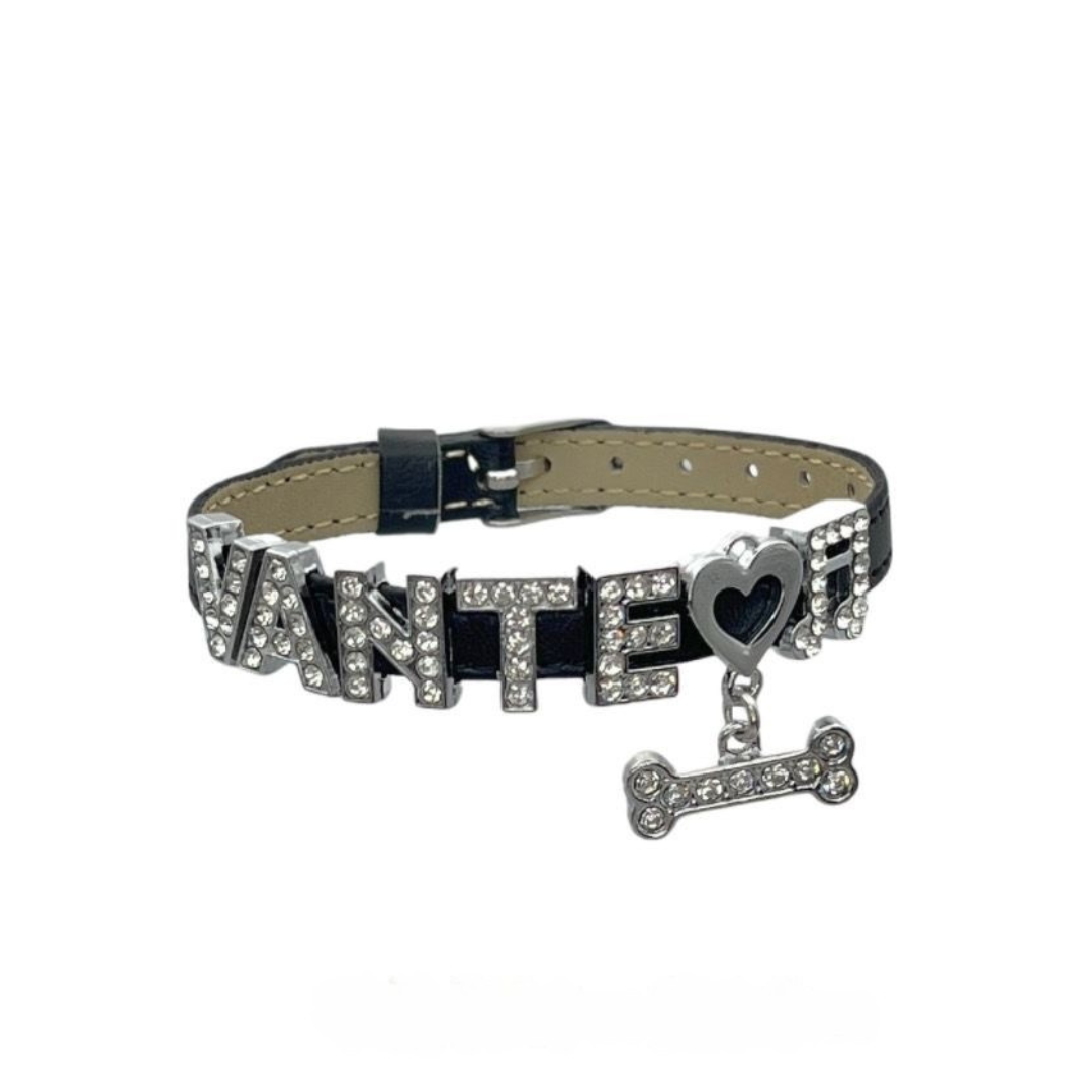 BTS V Tae Hyung Heart Black Choker|Army Jewelry|Kpop Leather Collar With Rhinestone Letters