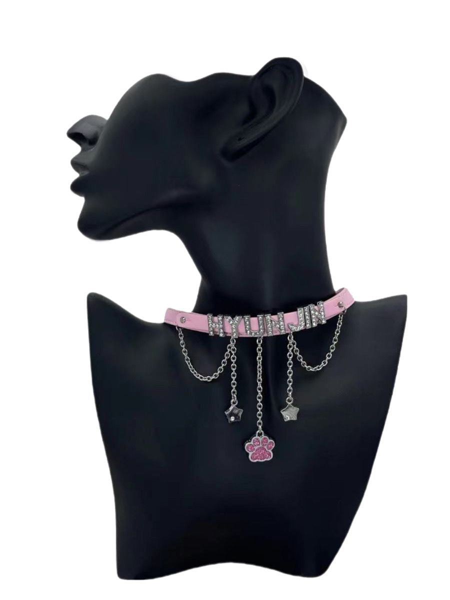 Kpop Idol Name Collar With Personalized Letters|Custom Black Choker|SKZ Hyunjin Stay Merch gift