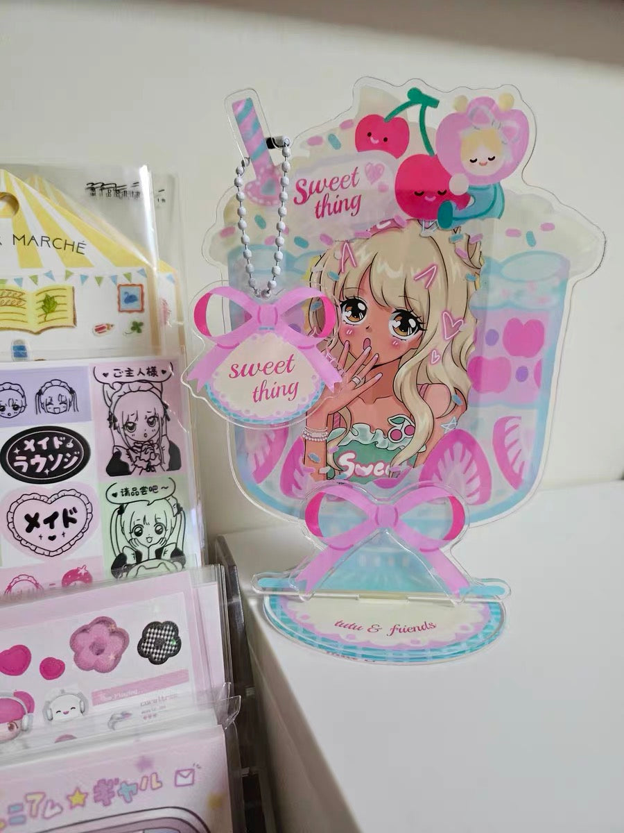 Cherry Milkshake Acrylic PhotoCard Stand | Kpop PhotoCard Holder Display