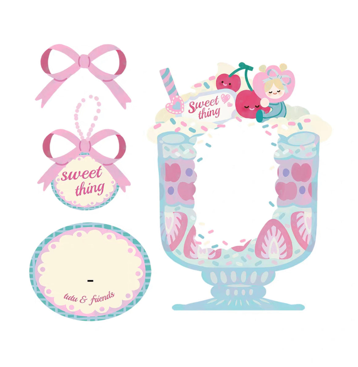 Cherry Milkshake Acrylic PhotoCard Stand | Kpop PhotoCard Holder Display