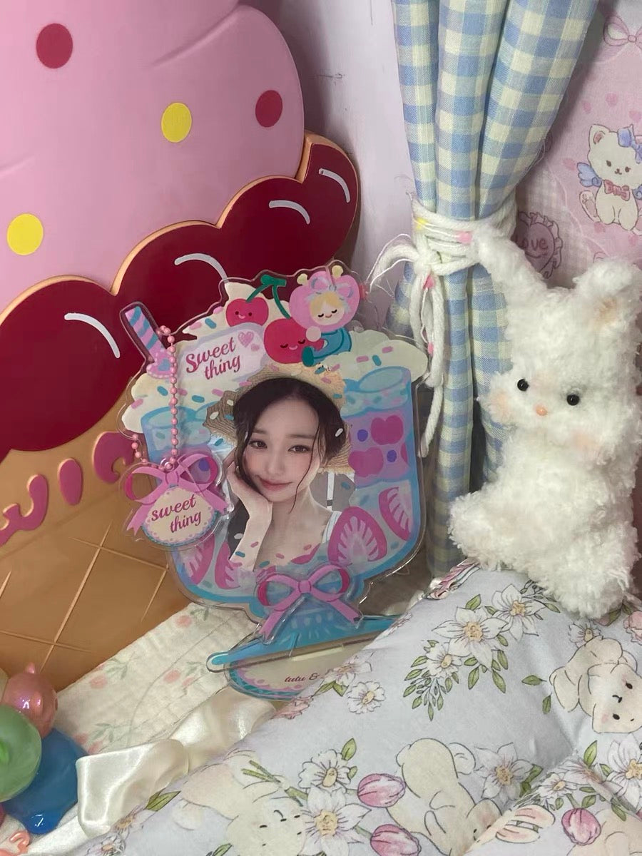 Cherry Milkshake Acrylic PhotoCard Stand | Kpop PhotoCard Holder Display