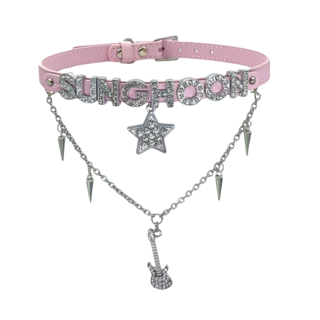 Kpop Idol Name Collar With Personalized Letters|Custom Black Choker|Enhypen Sunghoon Kpop ENGENE Merch