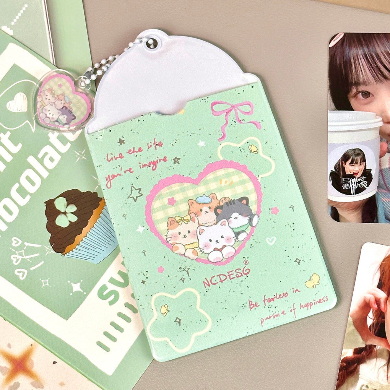 Mint Cute Animals Card Holder | Kpop photocard holder