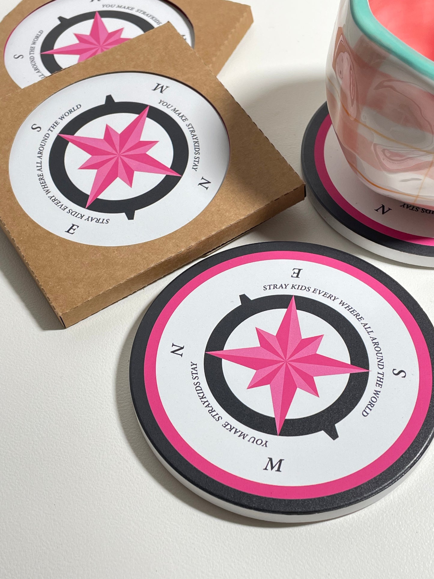 Stray Kids Compass Drink Coasters SKZ Merch Home Decor Gift for STAY