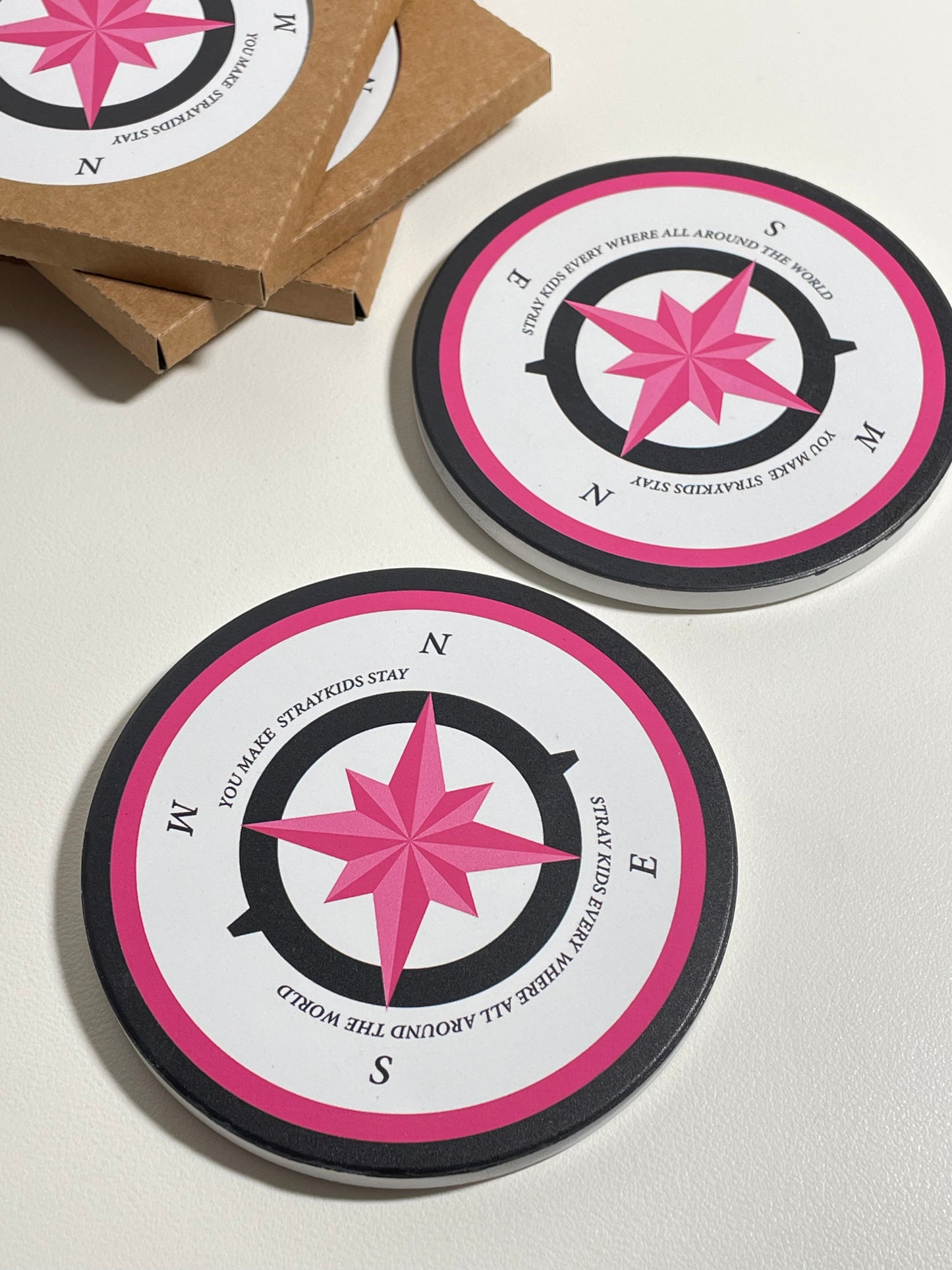 Stray Kids Compass Drink Coasters SKZ Merch Home Decor Gift for STAY